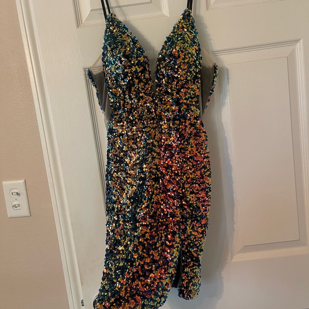 New Metallic Multicolor Sequin Women's Dress